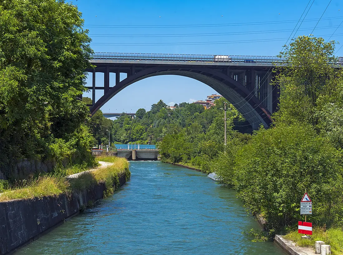 A4 Adda bridge and Naviglio Martesana, Trezzo sull'Adda, Italy