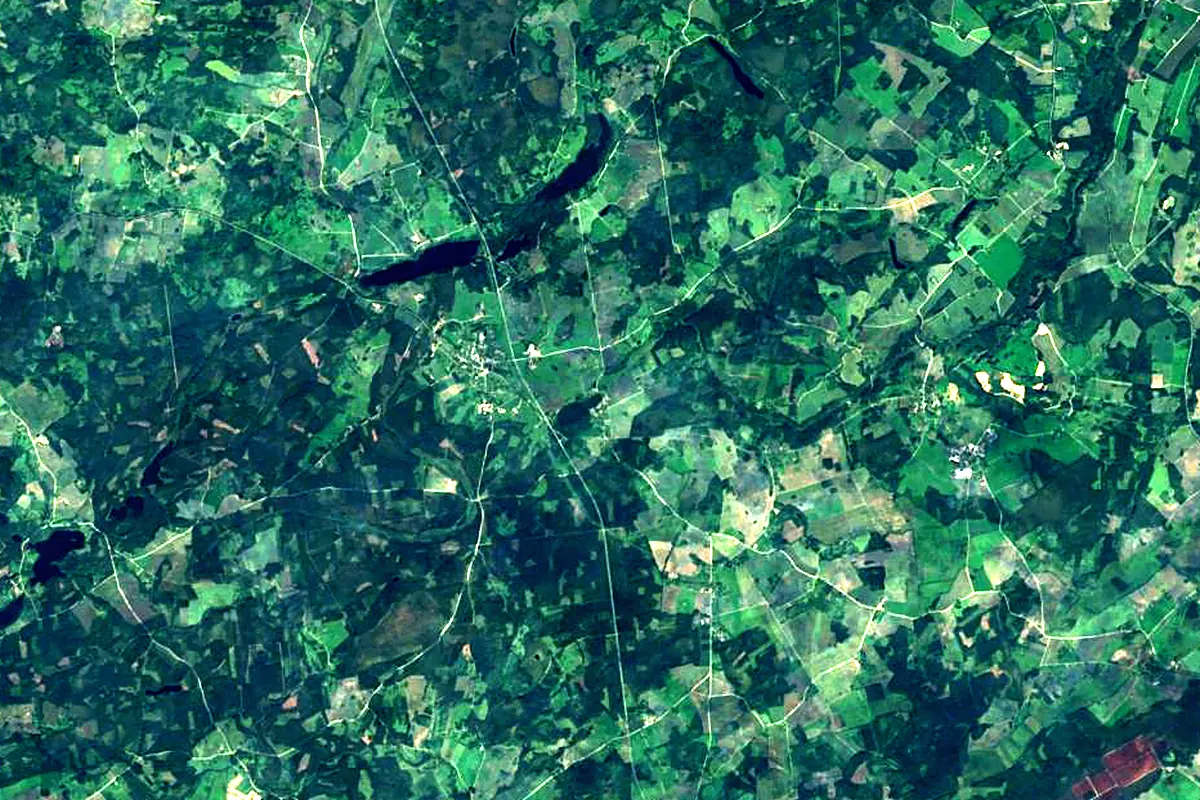 Ahja River: satellite view of the source