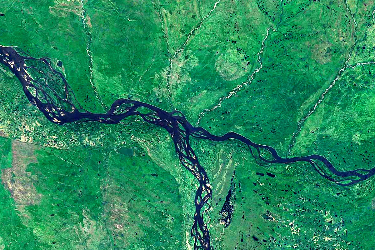 Aldan: satellite view of the mouth