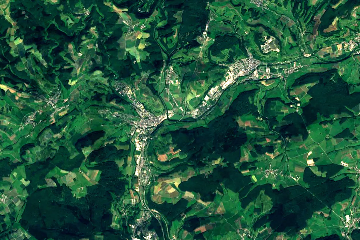 Alzette: satellite view of the mouth