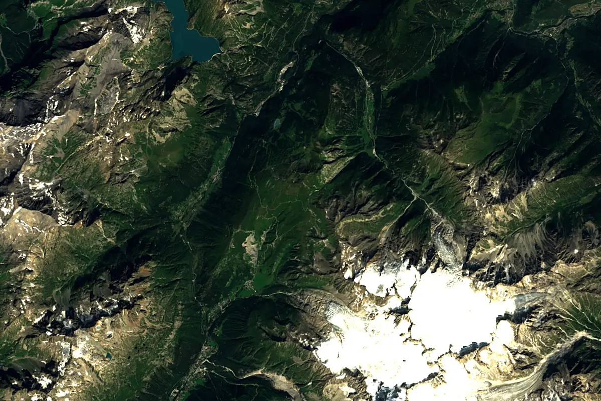 Arve: satellite view of the source