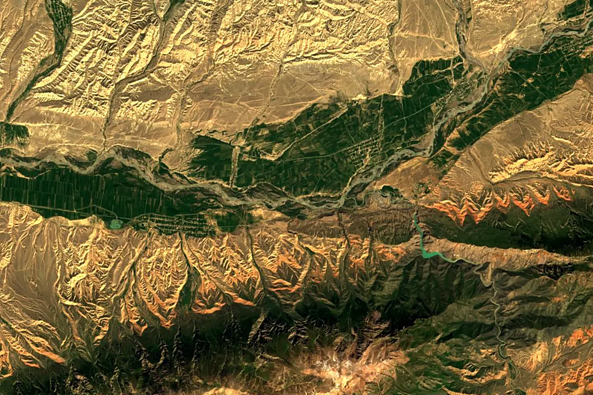 At-Bashi River: satellite view of the mouth