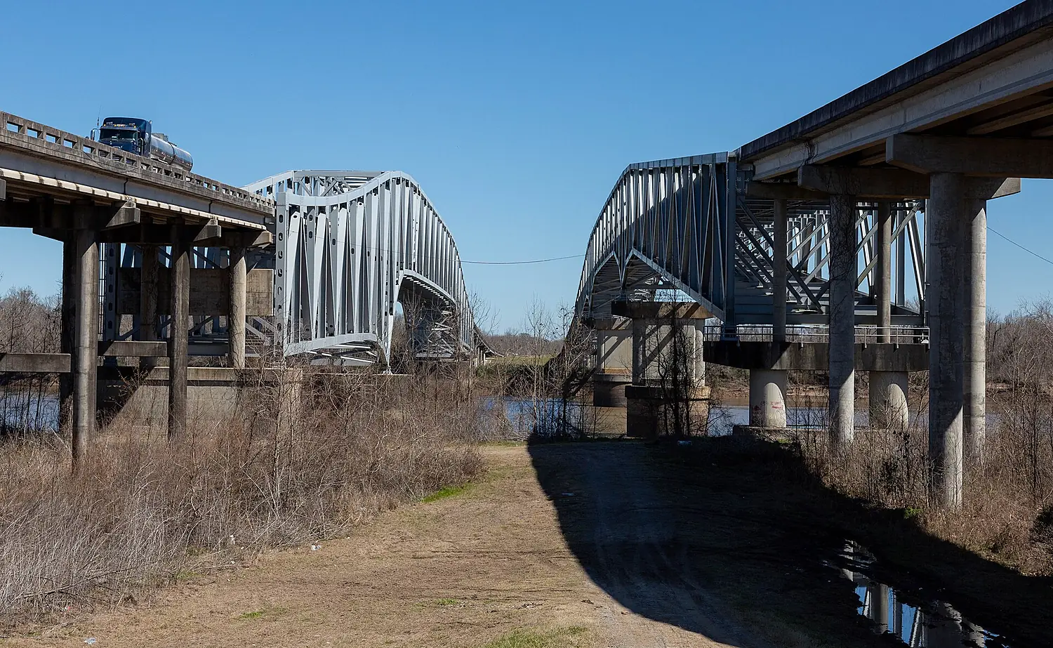 Double-bridge - U.S. Highway 190 over the Atchafalaya River