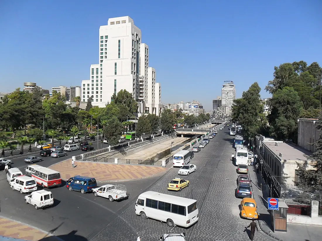Barada River and Four Seasons Hotel in Damascus