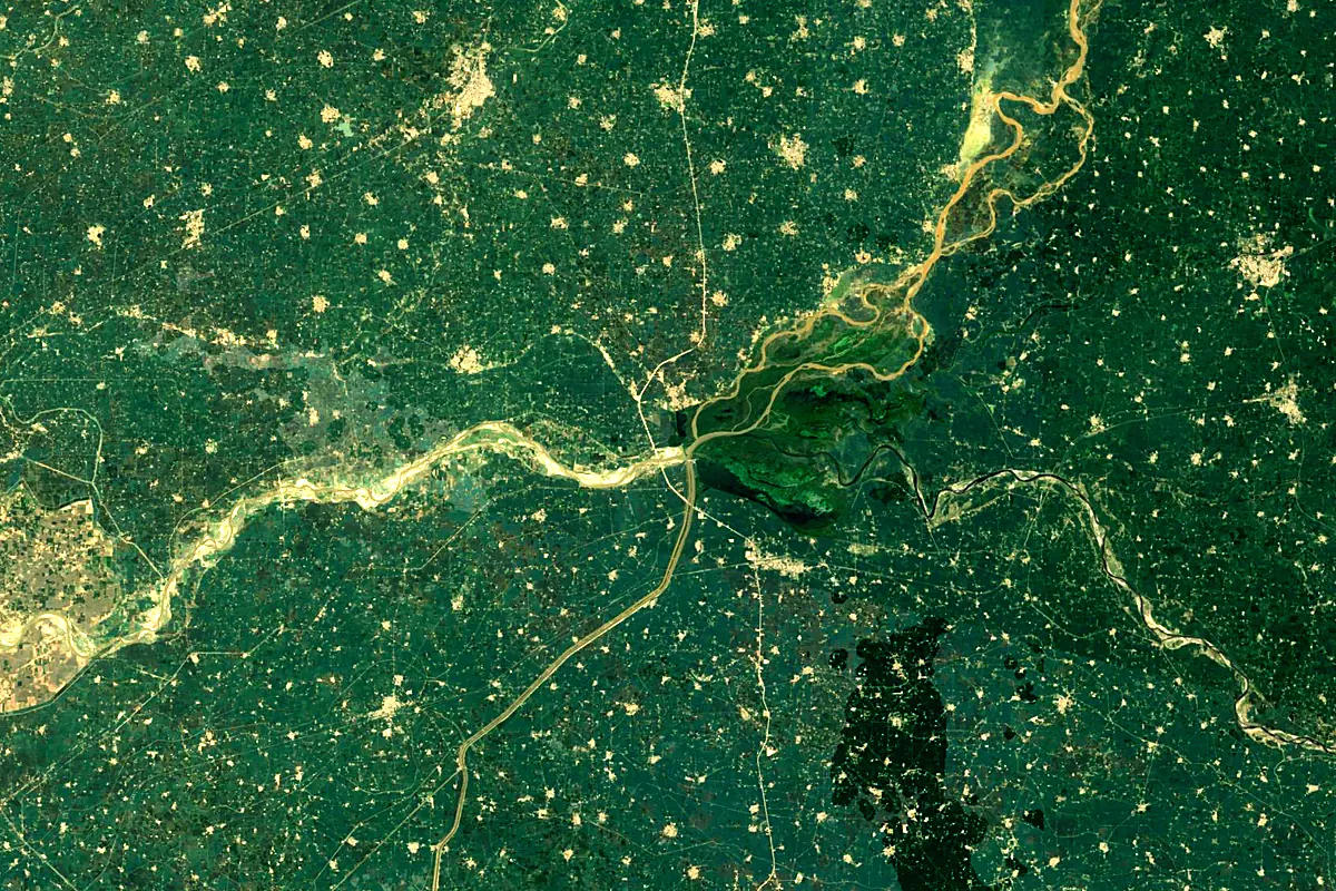 Beas River: satellite view of the mouth