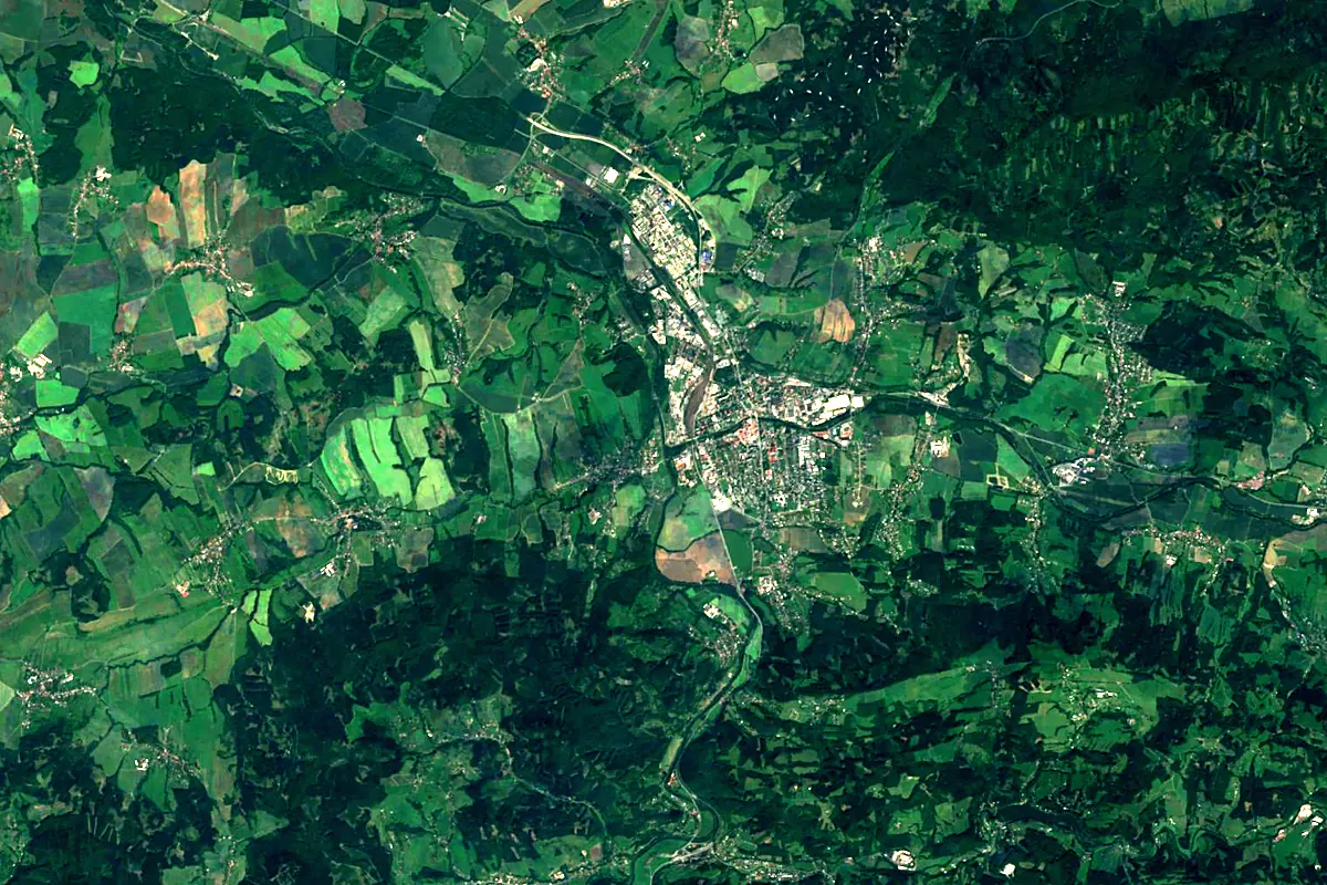 Bečva: satellite view of the source