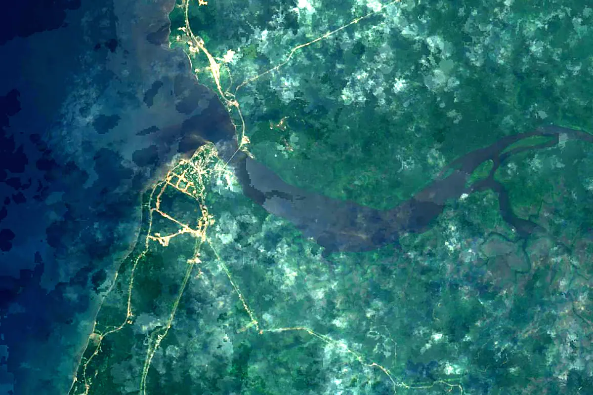 Benito River: satellite view of the mouth
