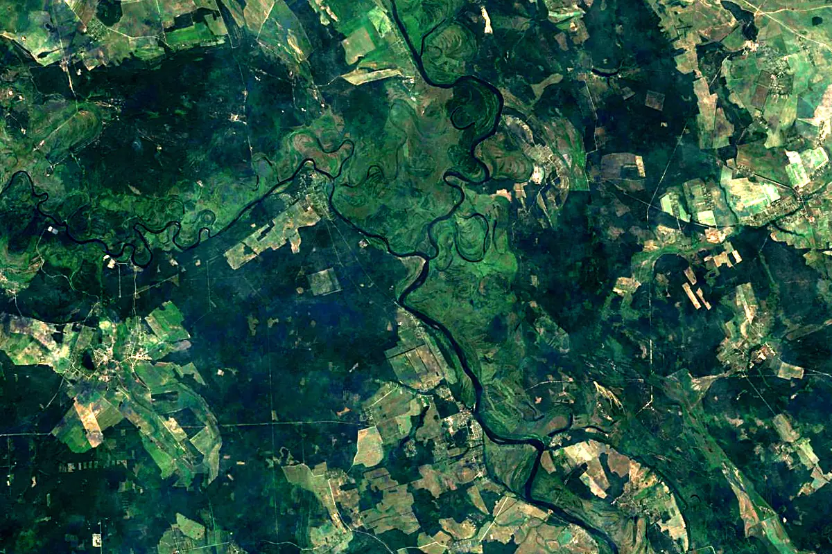 Berezina: satellite view of the mouth