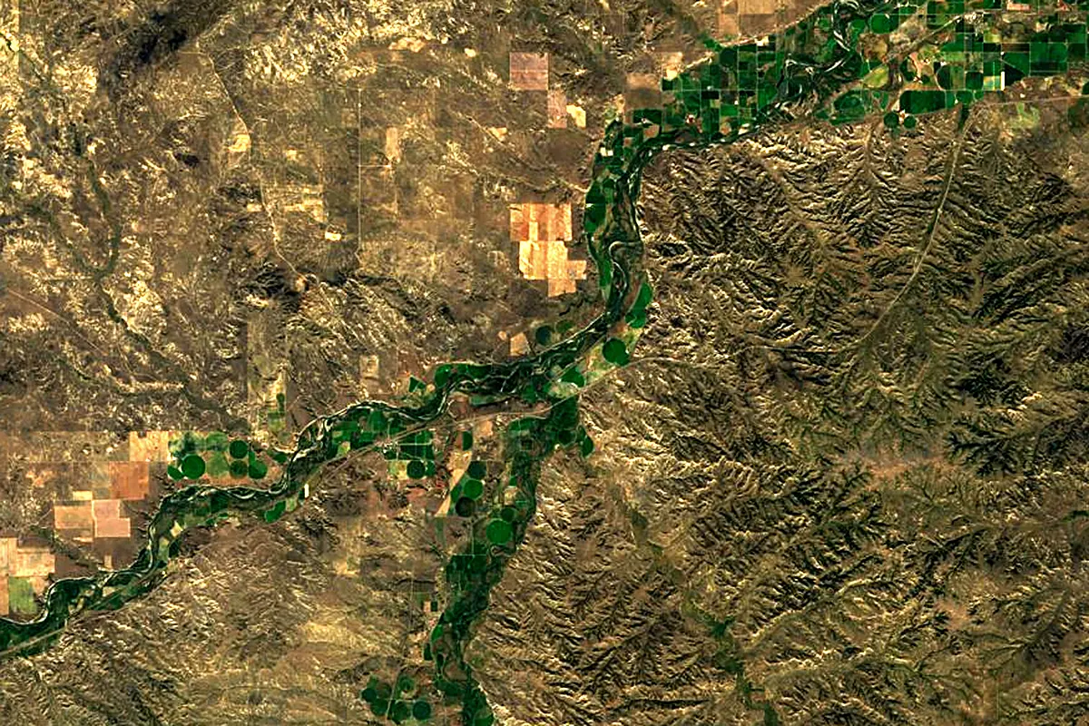 Bighorn River: satellite view of the mouth