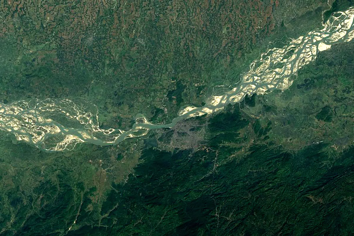 Brahmaputra River: satellite view of the mouth