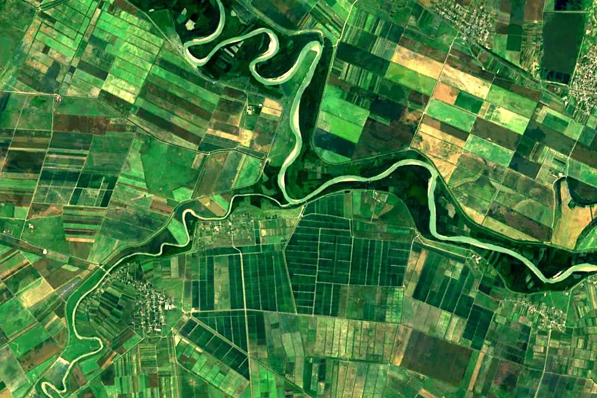 Buzău River: satellite view of the mouth