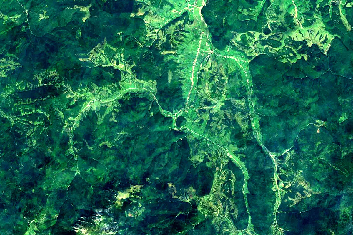 Buzău River: satellite view of the source