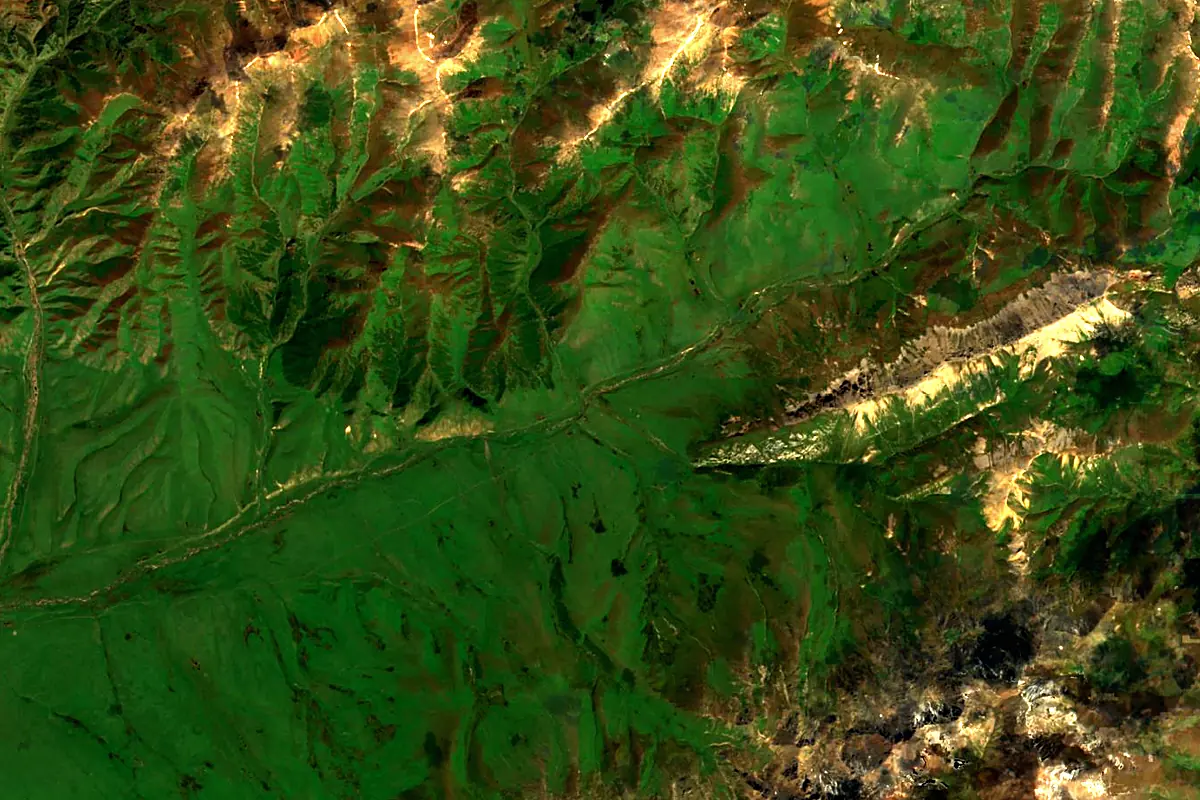 Charyn River: satellite view of the source