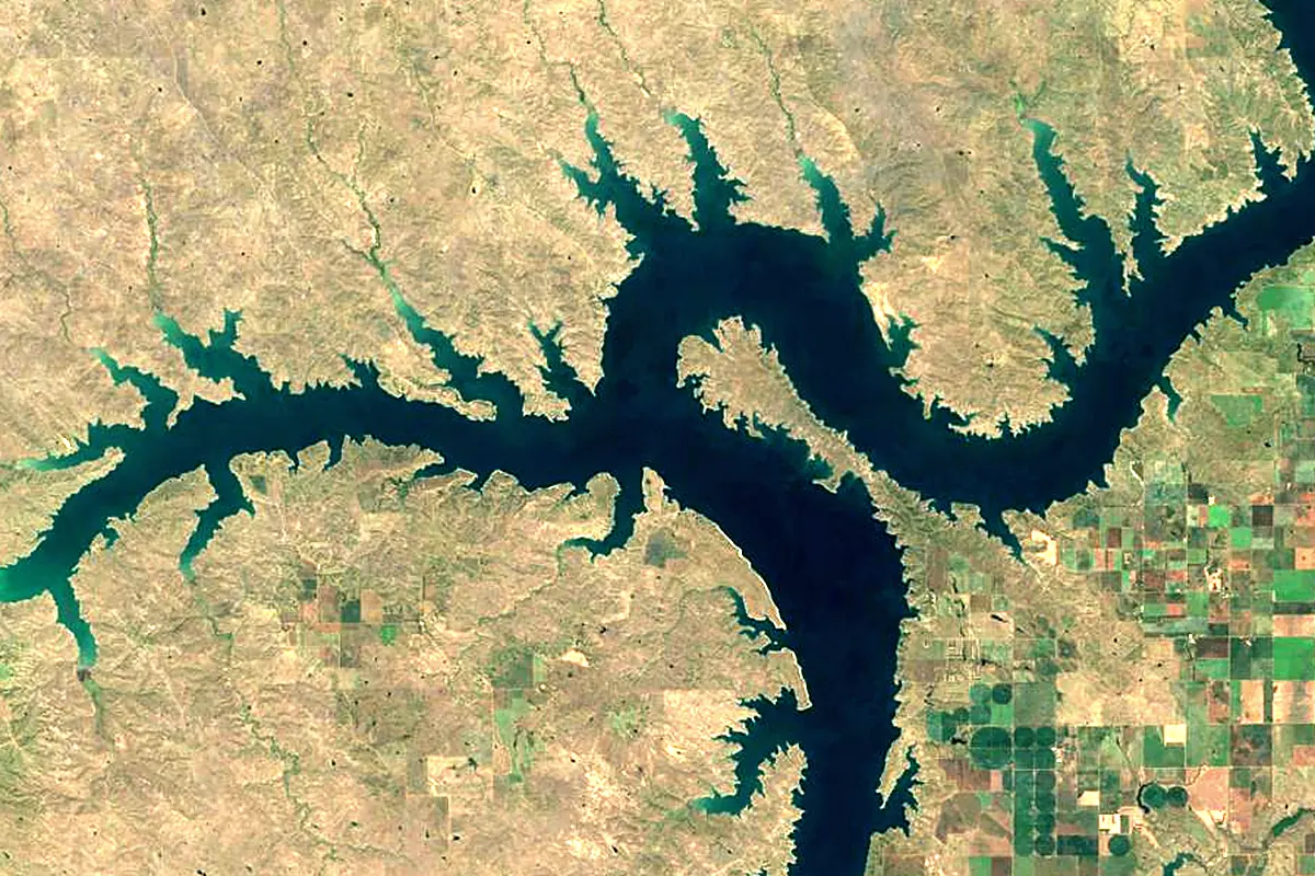 Cheyenne River: satellite view of the mouth