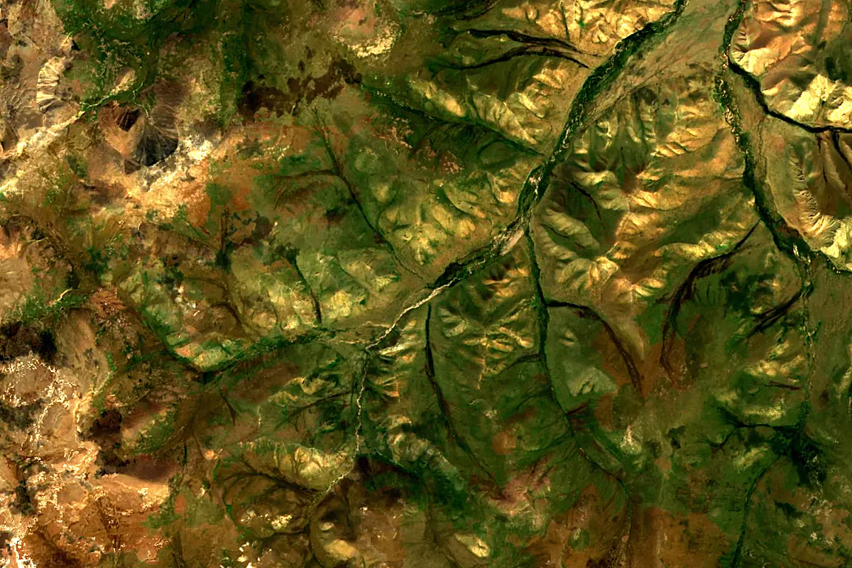 Chuluut River: satellite view of the source