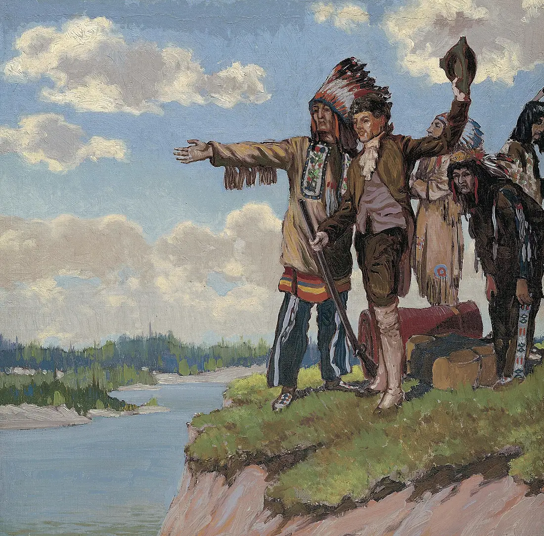 Discovery of Coppermine River by Samuel Hearne, 1771, by Frank Johnston, ca. 1922