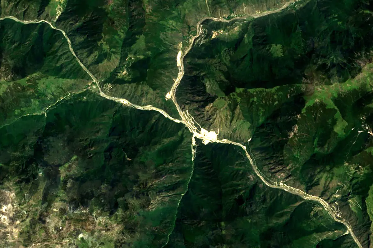 Dadu River: satellite view of the source