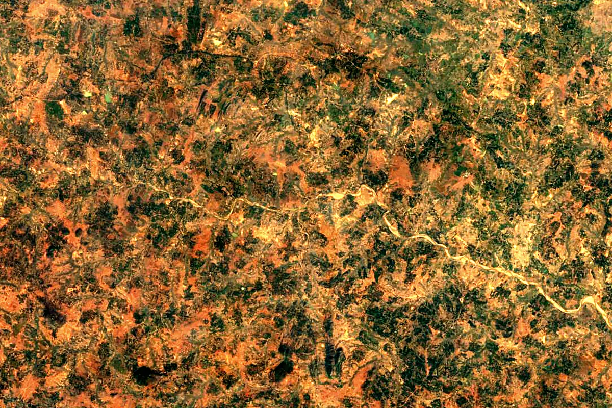 Damodar River: satellite view of the source