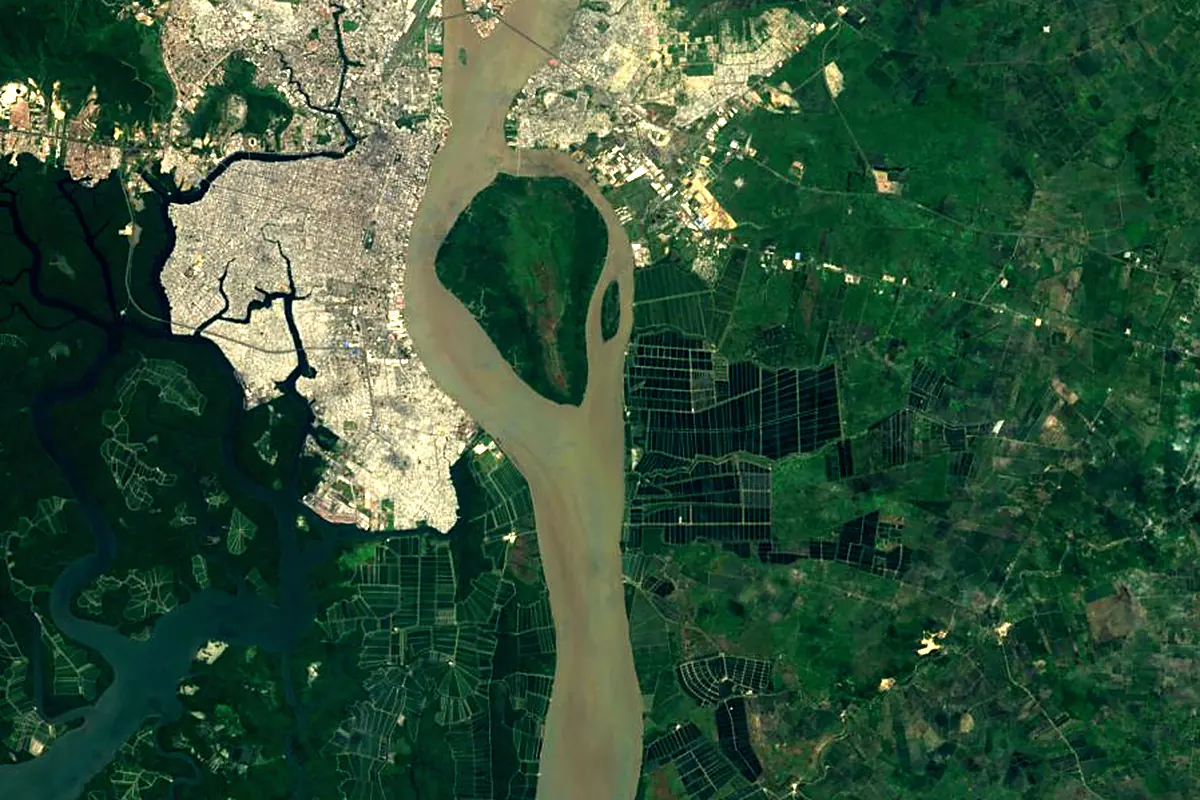 Daule River: satellite view of the mouth
