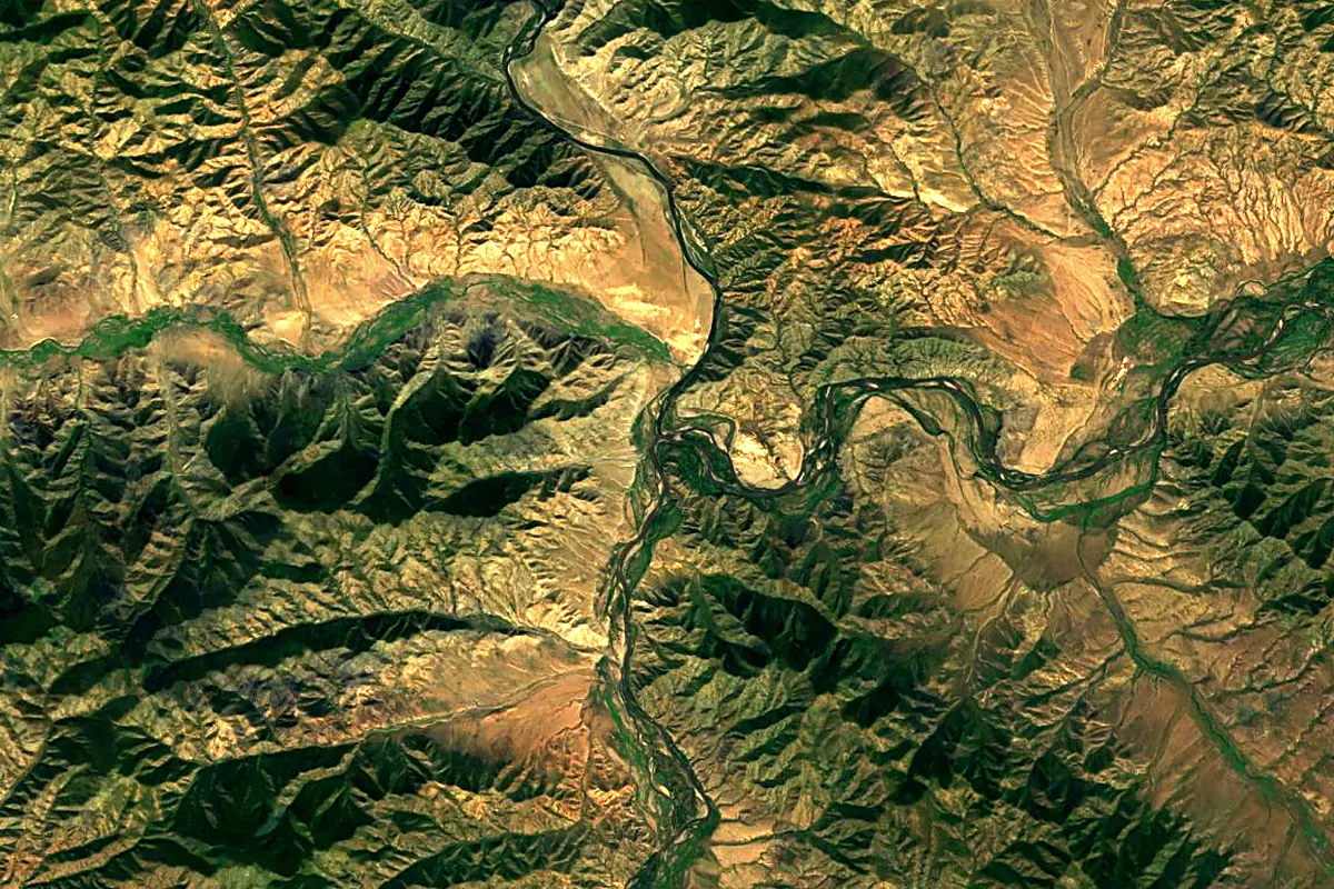 Delgermörön: satellite view of the mouth