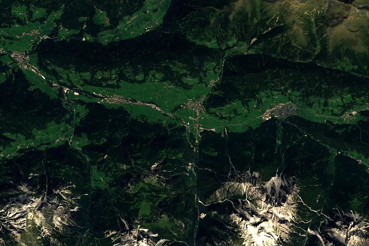 Eisack: satellite view of the source