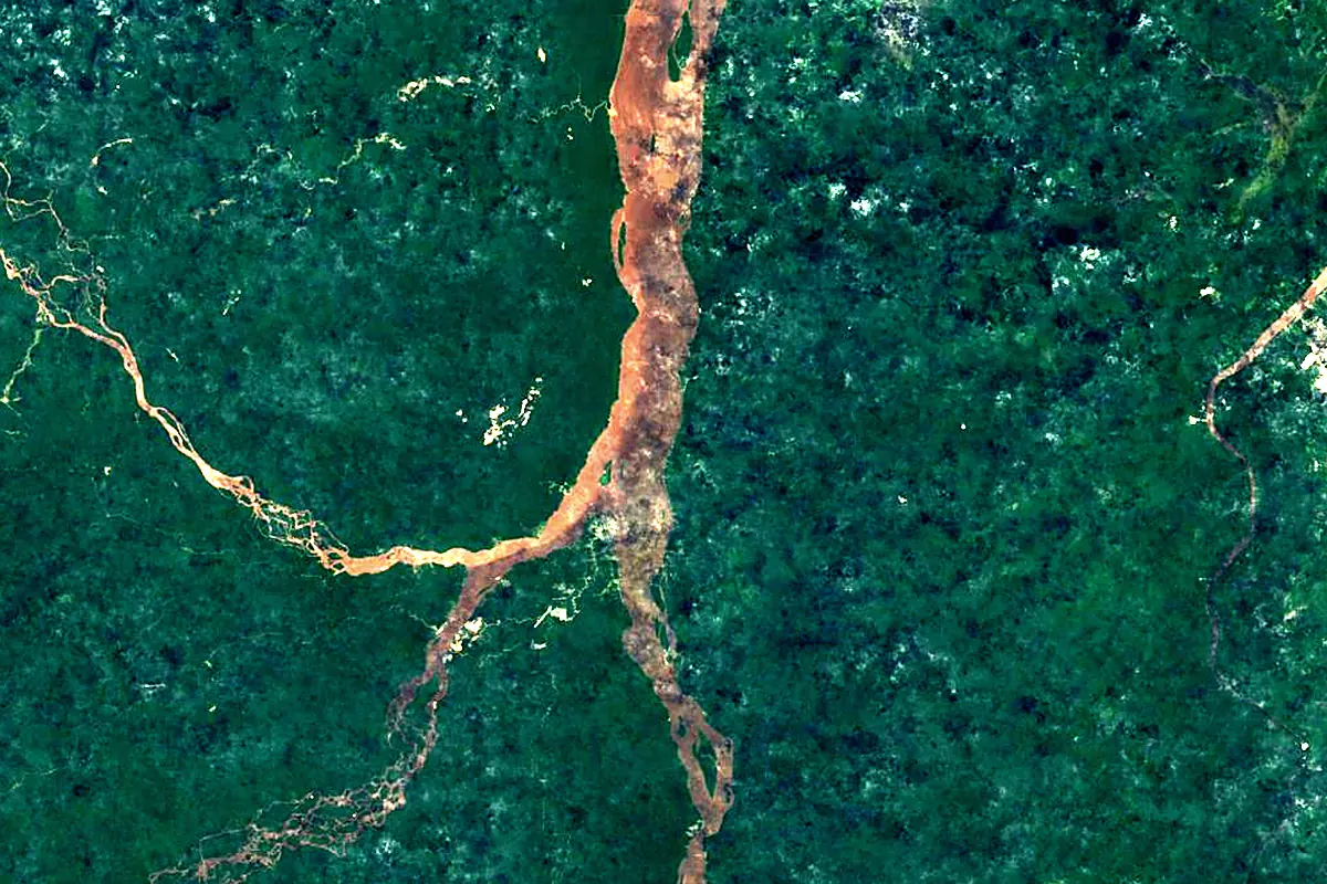 Essequibo River: satellite view of the mouth