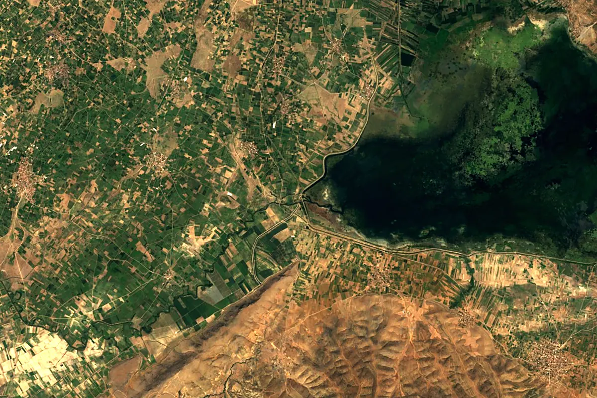 Great Menderes River: satellite view of the source