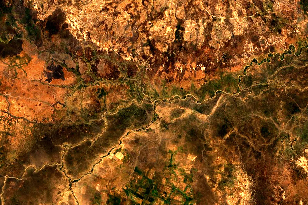 Great Ruaha River: satellite view of the source