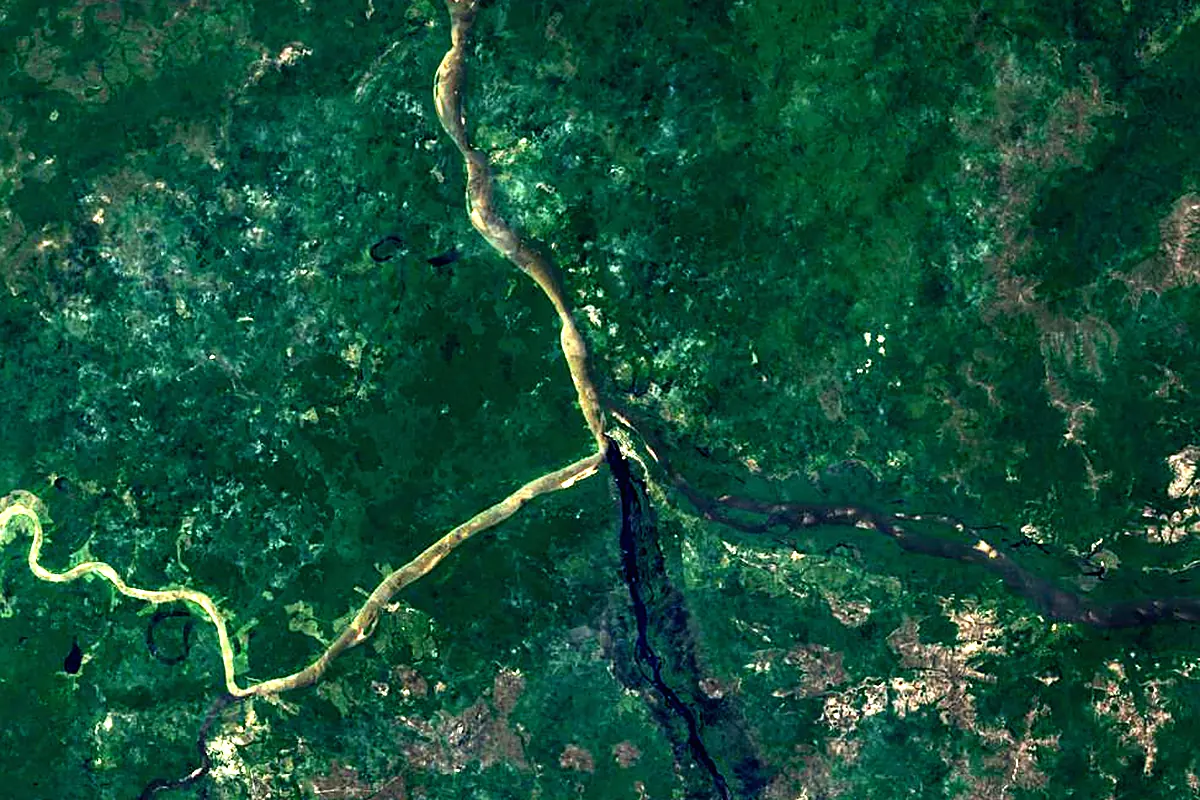 Guaviare River: satellite view of the mouth