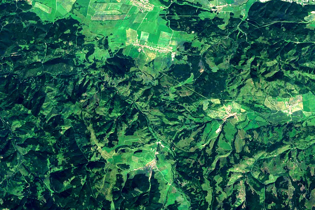 Hornád: satellite view of the source