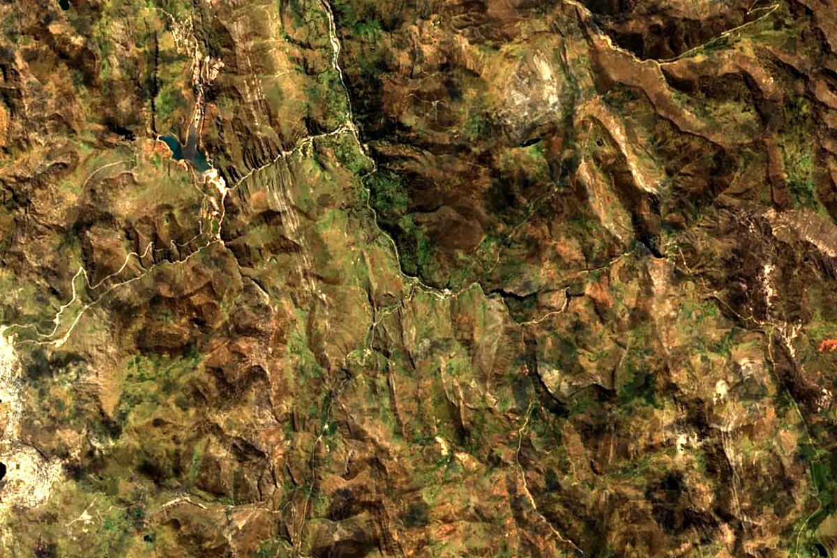 Huallaga River: satellite view of the source