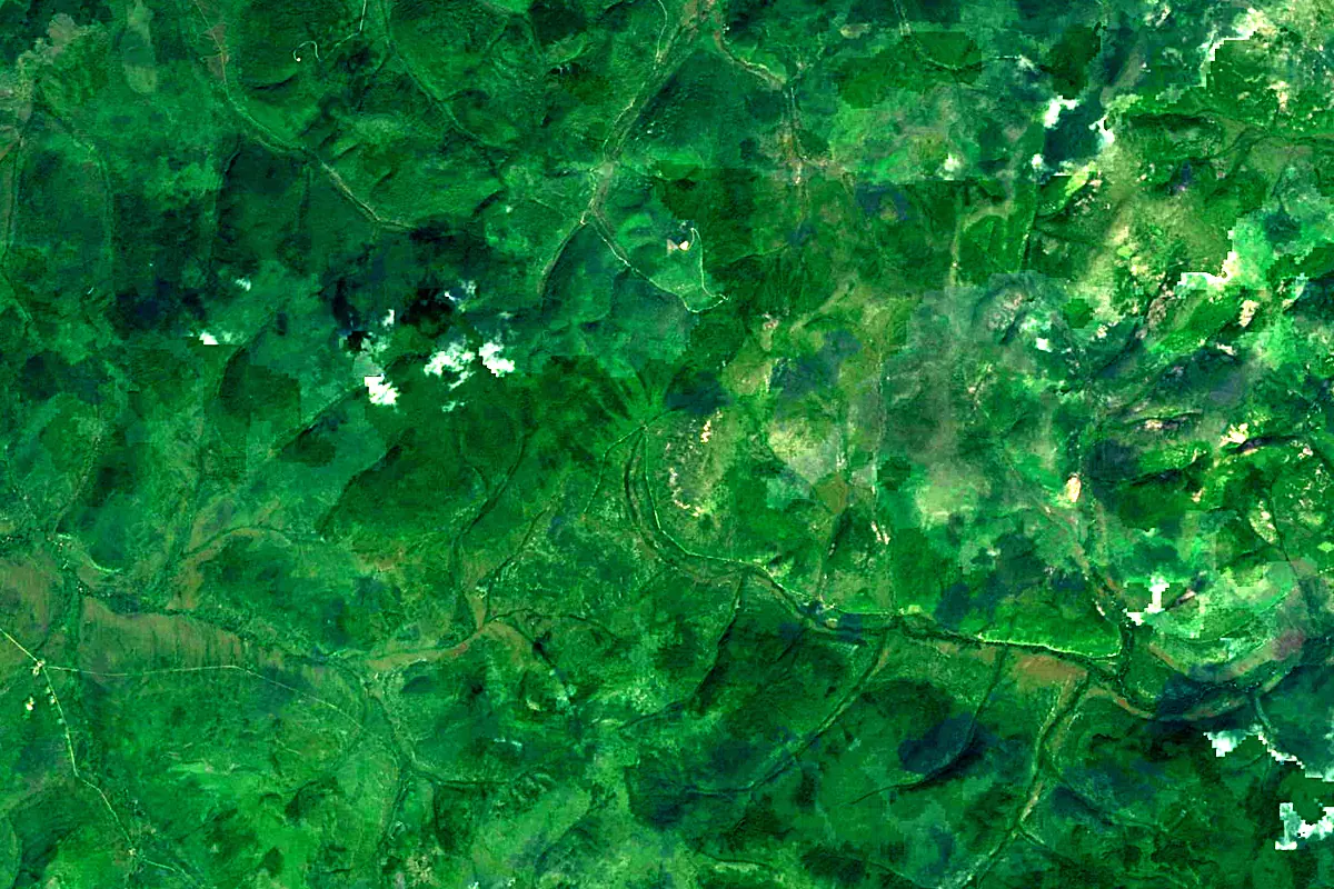 Huma River: satellite view of the source