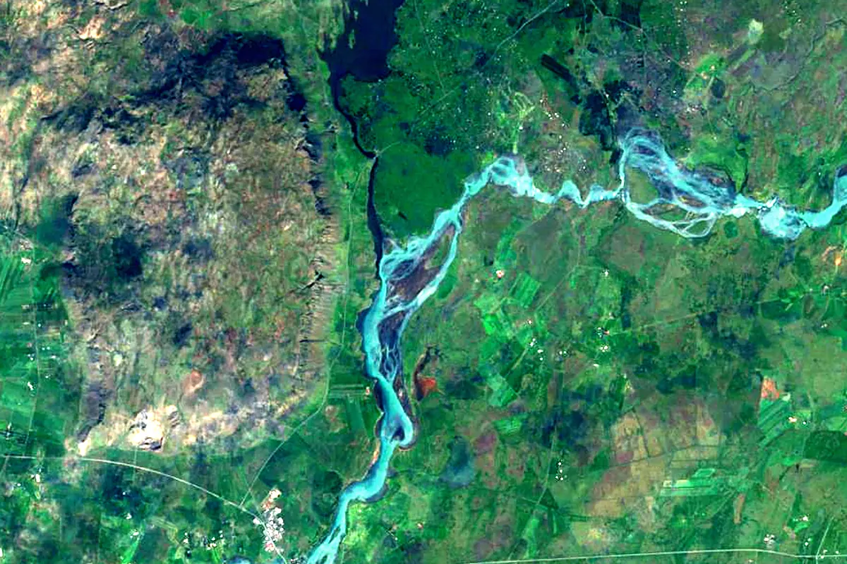 Hvítá: satellite view of the mouth