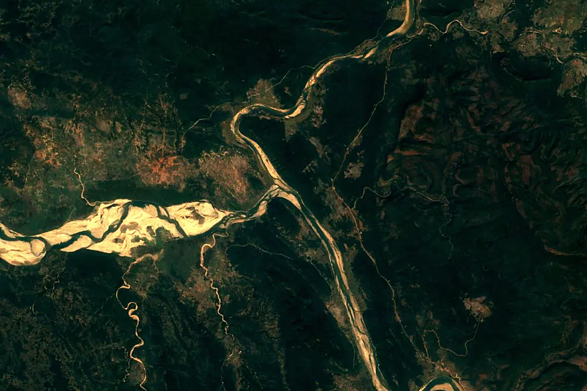 Indravati River: satellite view of the mouth