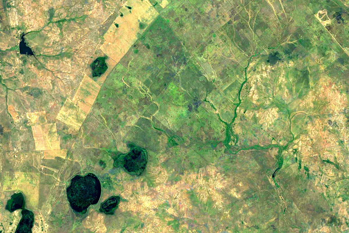Irgiz River: satellite view of the source