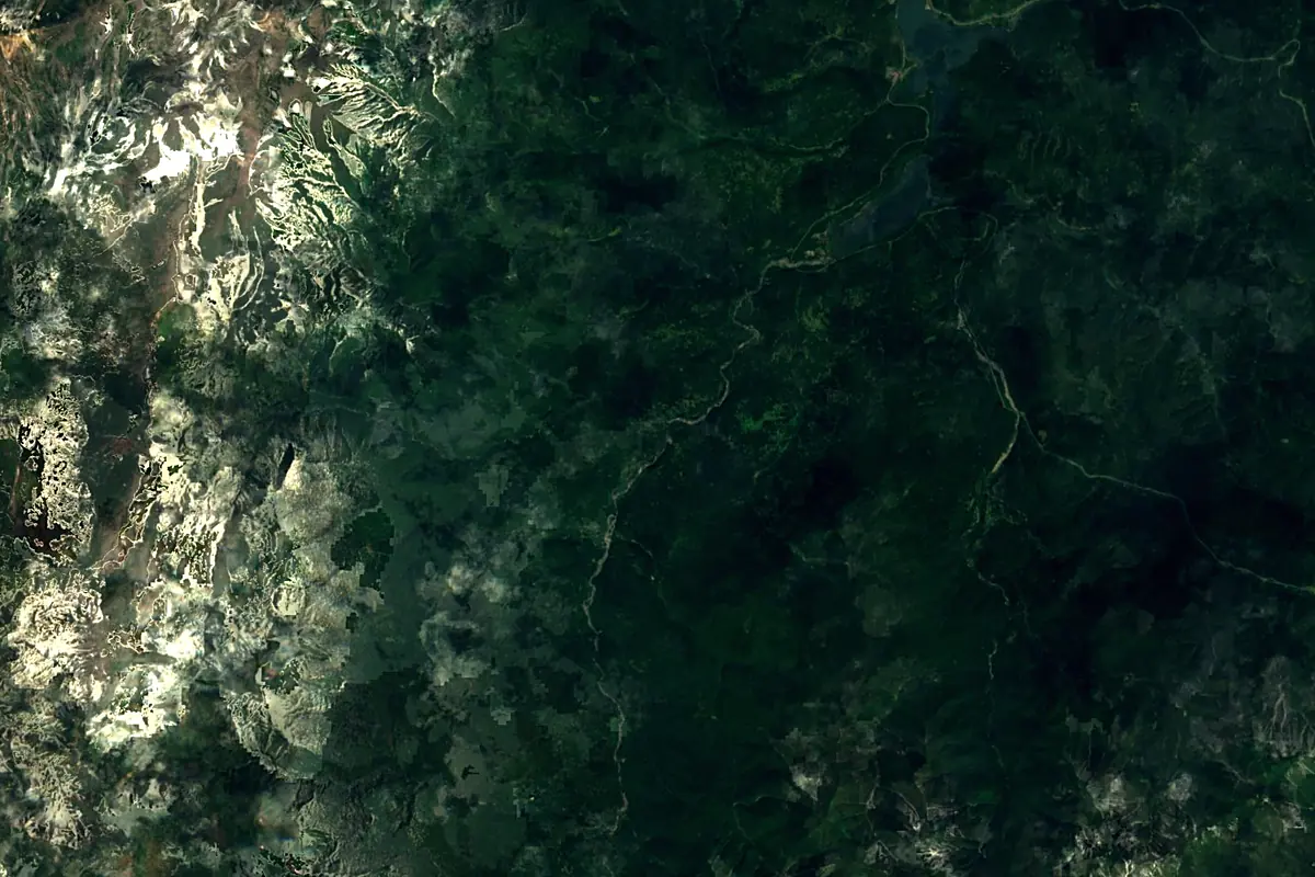 Ishikari River: satellite view of the source