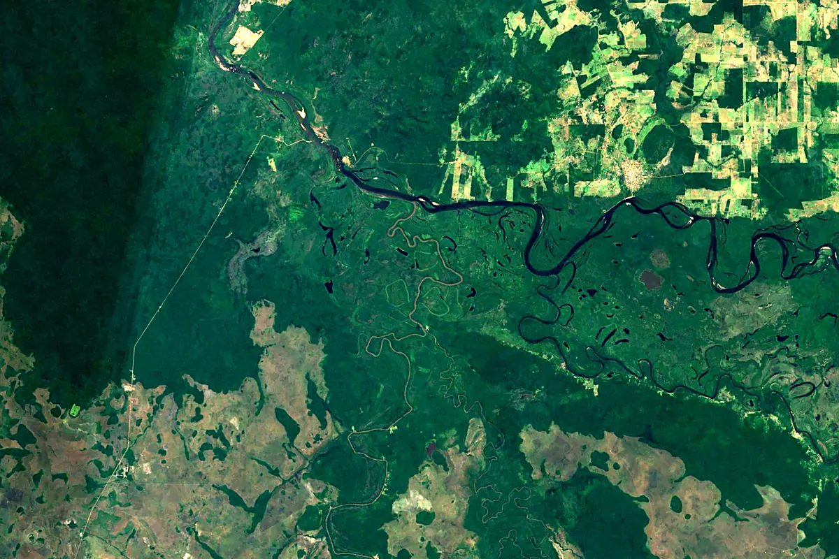 Itonomas River: satellite view of the mouth