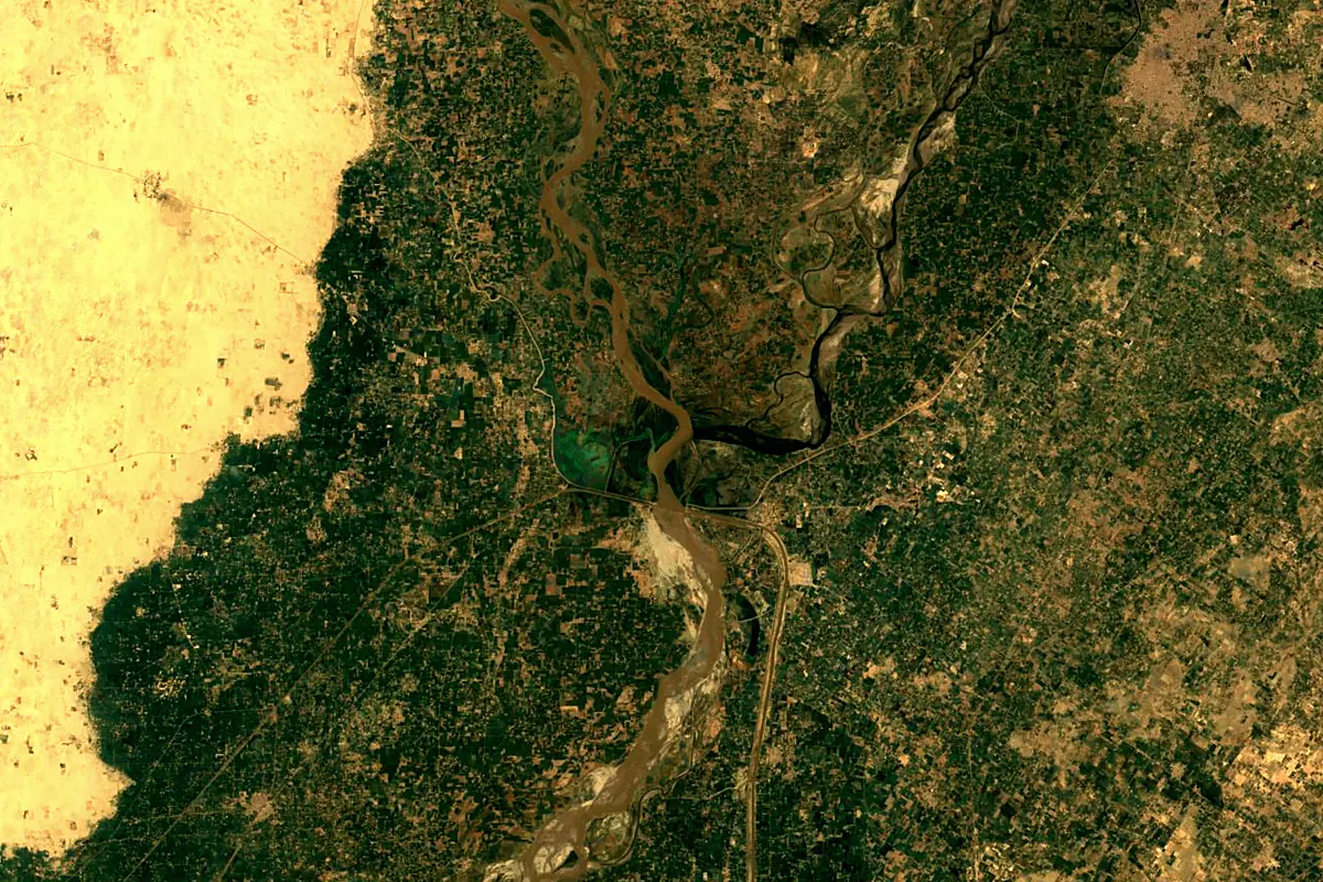 Jhelum River: satellite view of the mouth