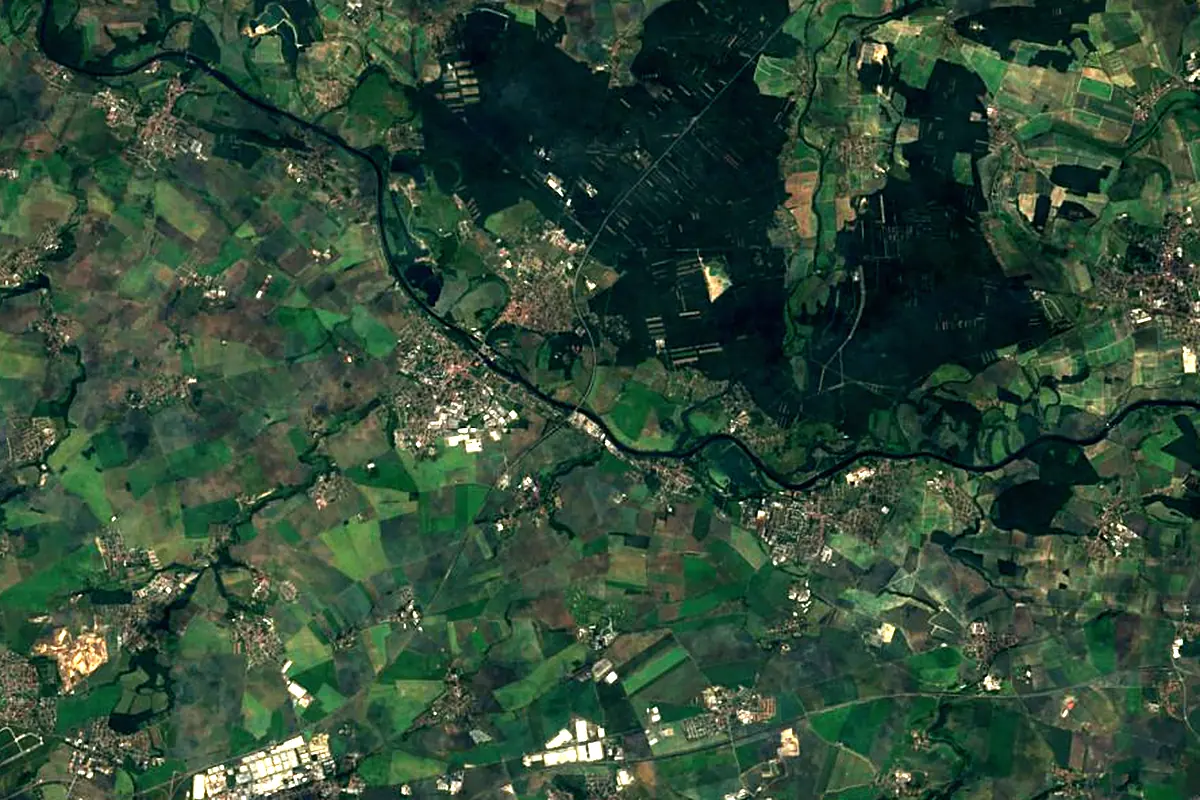 Jizera: satellite view of the mouth