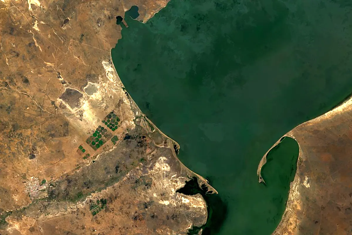 Kherlen River: satellite view of the mouth