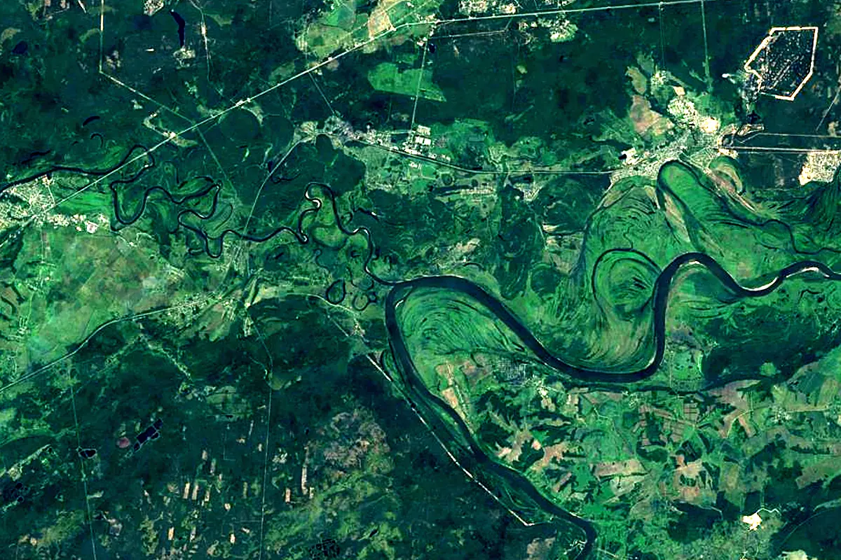 Klyazma: satellite view of the mouth