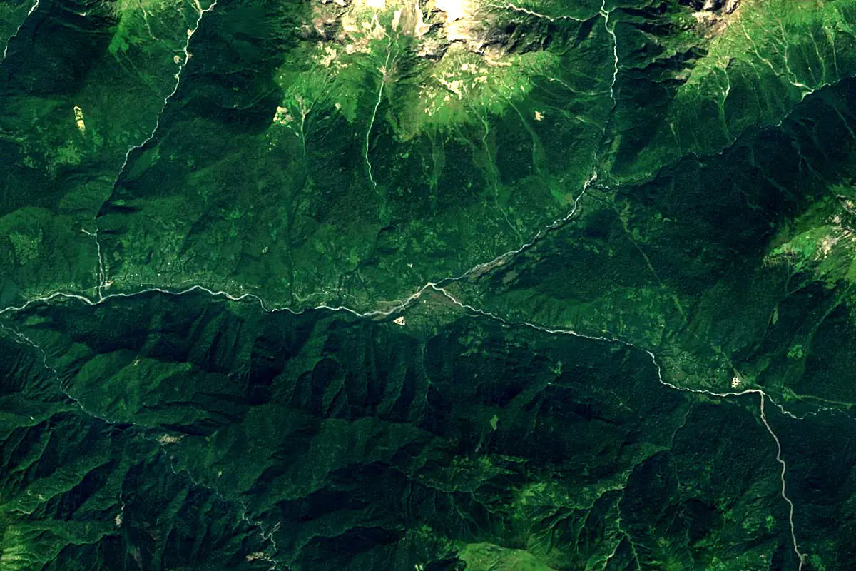 Kodori River: satellite view of the source