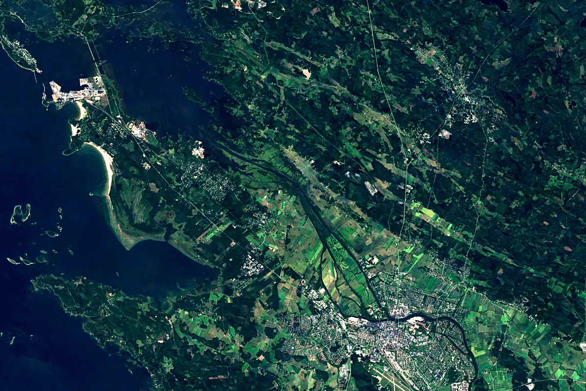 Kokemäenjoki: satellite view of the mouth