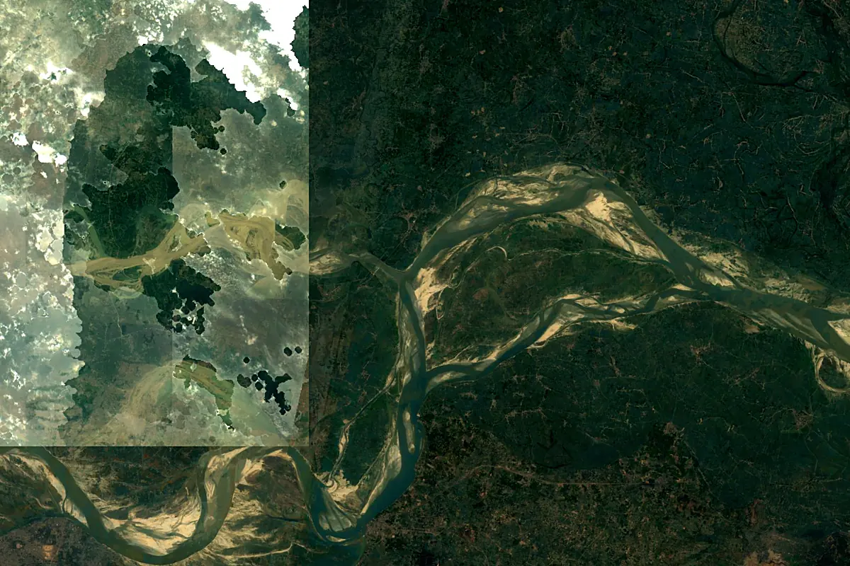 Kosi River: satellite view of the mouth