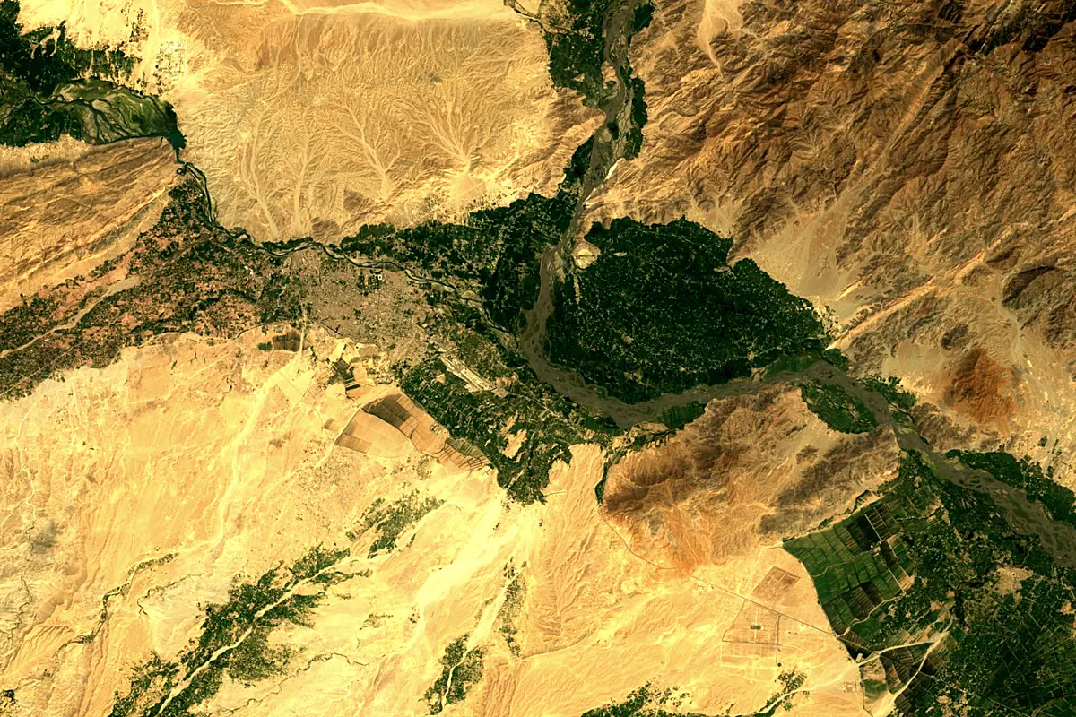 Kunar River: satellite view of the mouth