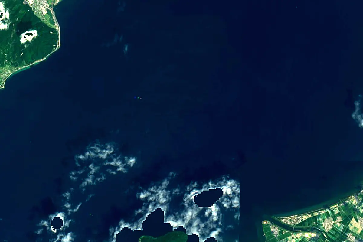 Lake Biwa: satellite view of the mouth