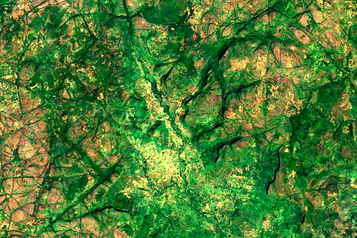 Little Scarcies River: satellite view of the source