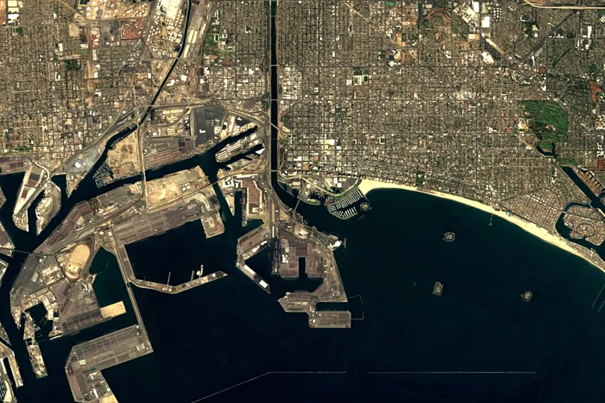 Los Angeles River: satellite view of the mouth