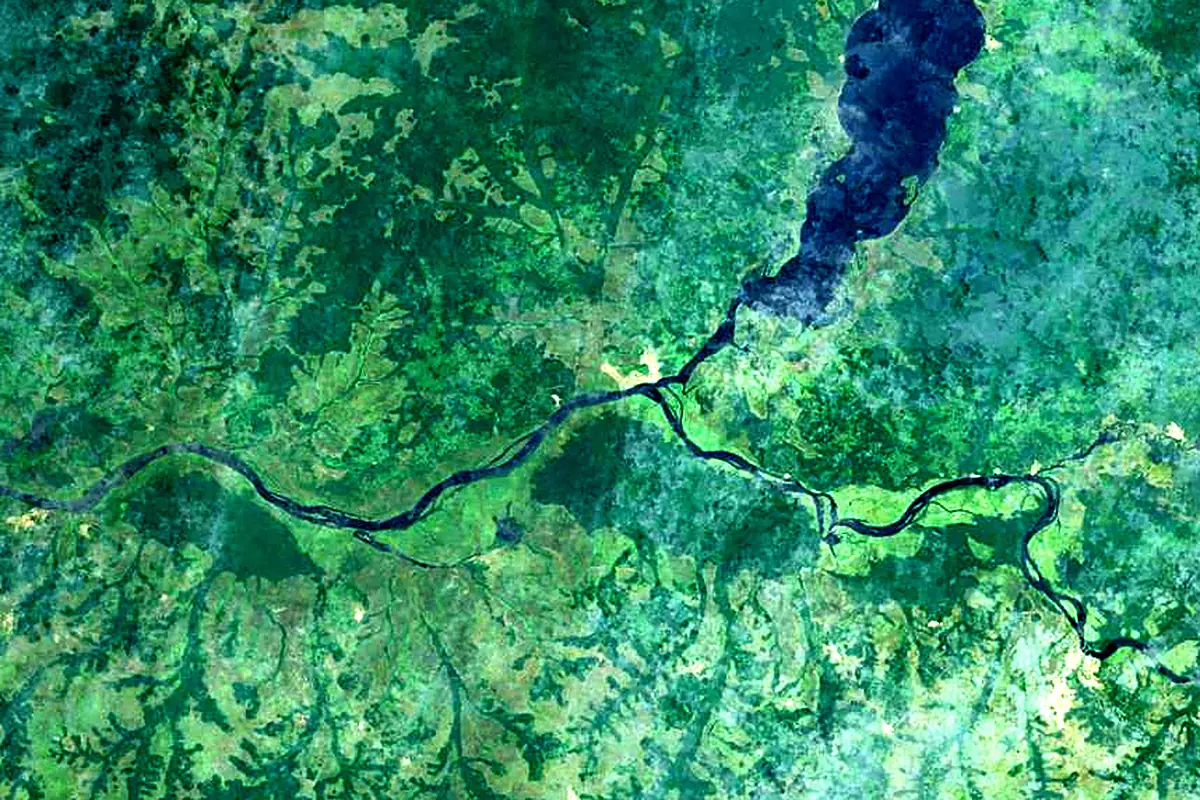 Lukenie River: satellite view of the mouth