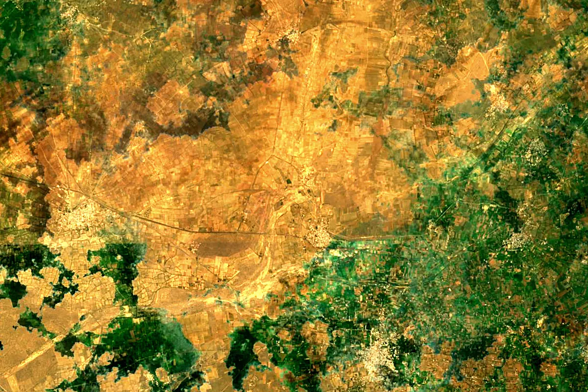 Luni River: satellite view of the source